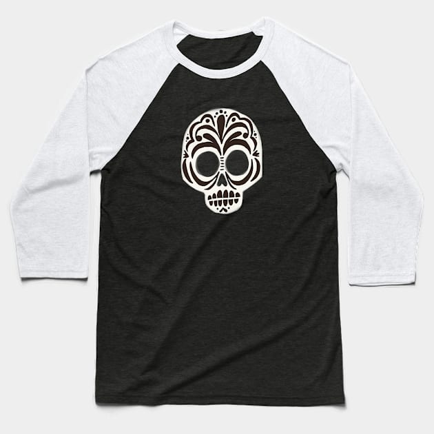 Sugar Skull Monotone Baseball T-Shirt by sombreroinc